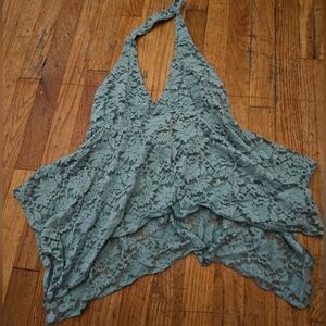 Blue lace halter top